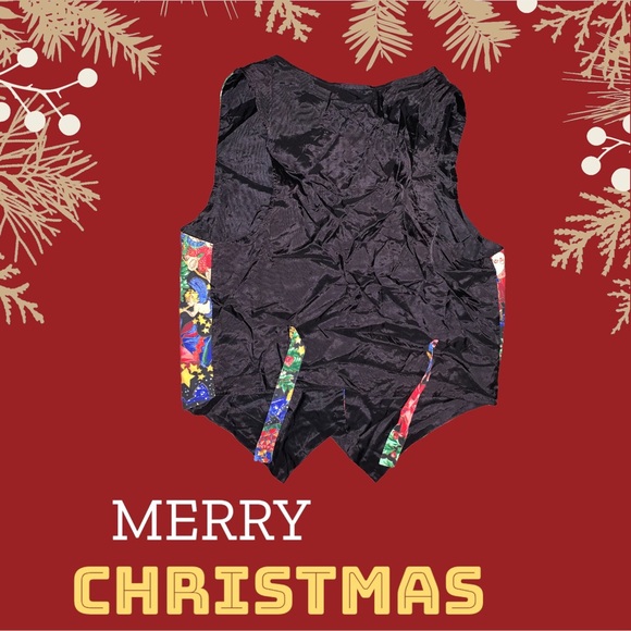 Vintage 111 Main Christmas Vest Medium Festive Holiday Print Waistcoat - Picture 7 of 14